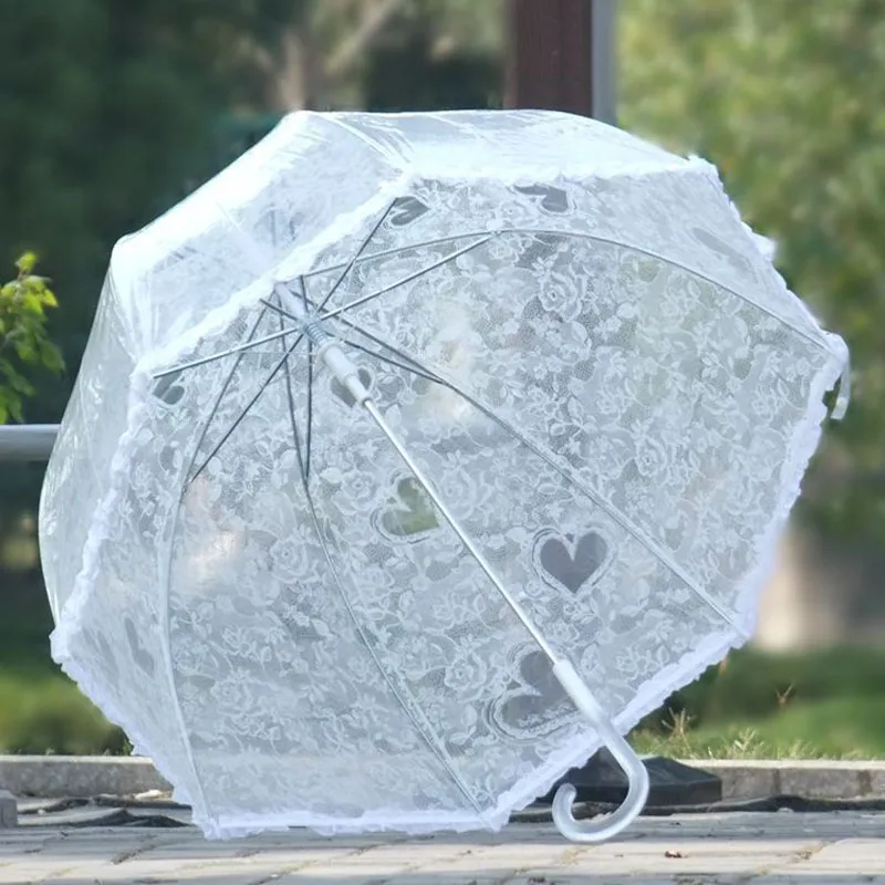 Длинная ручка кружева зонтик арочный гриб Apollo в форме прозрачных зонтиков полуавтоматические свадебные зонтики