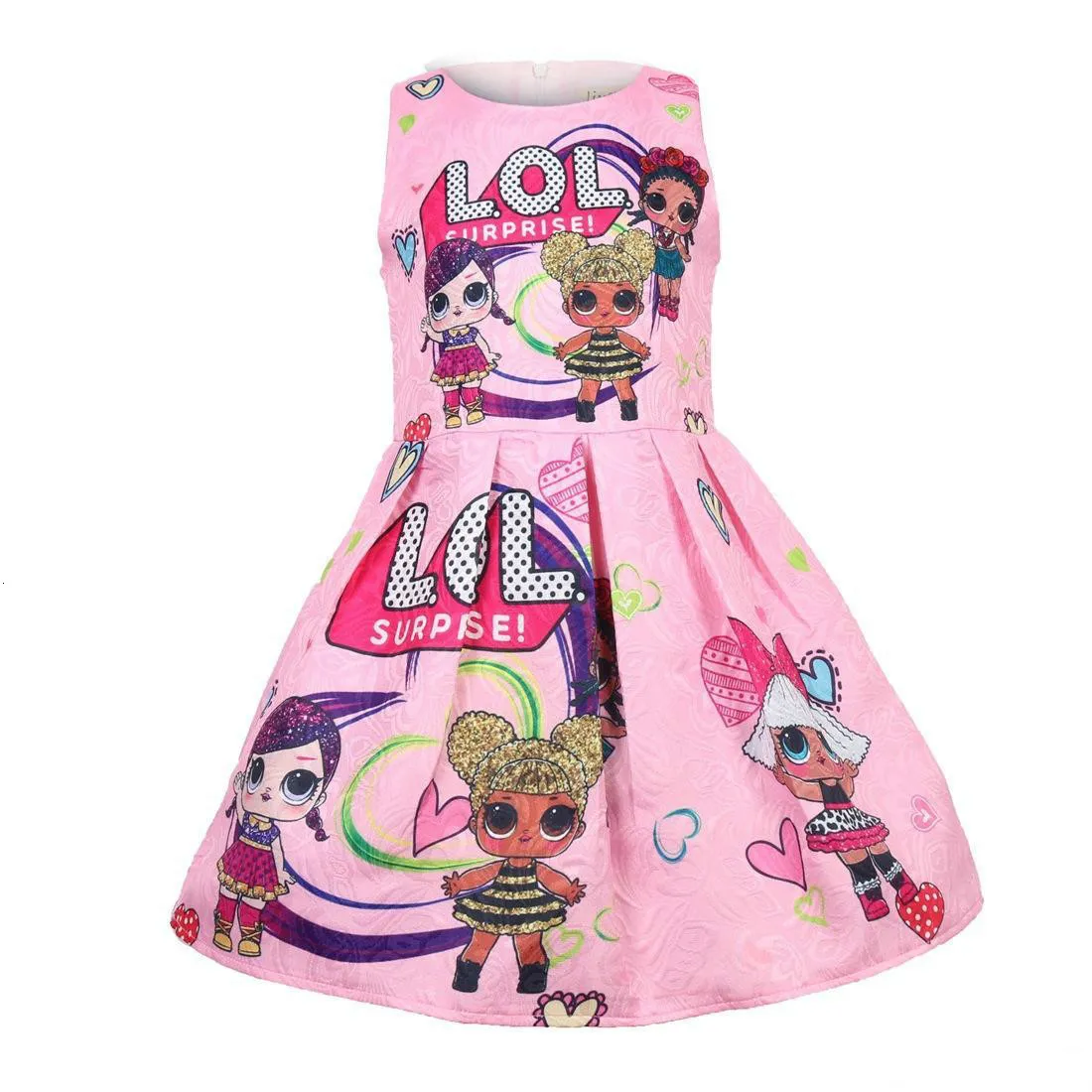 Venda imperdível de verão 2019 vestidos infantis para meninas, bonecas estampadas vestido de concurso de princesa roupas para meninas 100-140