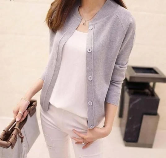 2019 Spring Mercerized Cotton Round Neck Cardigans For Older