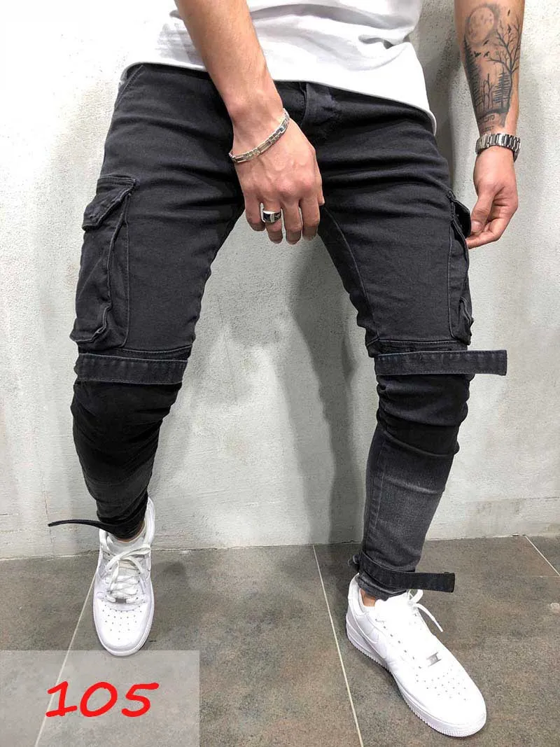 New Mens Skinny jeans Casual Slim Biker Jeans Denim Knee Hole hiphop Ripped Pants Washed High quality 