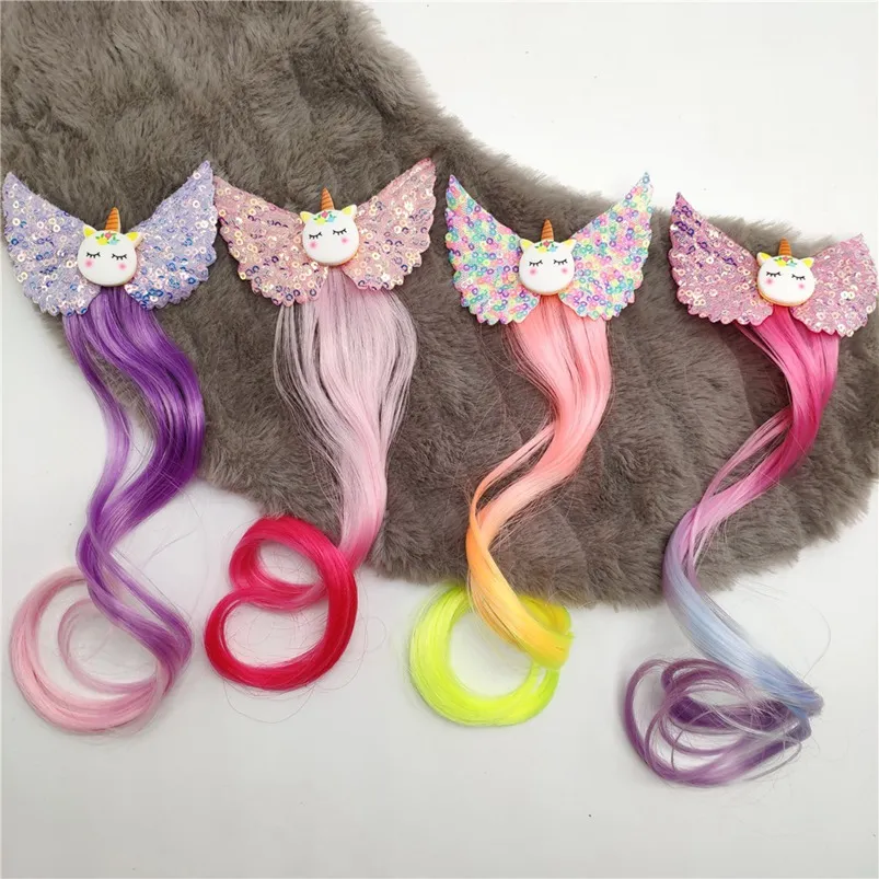 Cute Baby Girl Hairpin Child Twist Hair Clip Barrette Unicorn Cartoon Hair Clip Accessories Kids Wig Rope Hair Head Wear 50pcs 0209