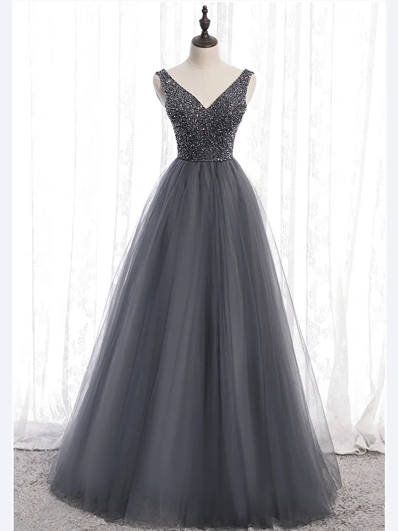 gray prom dress