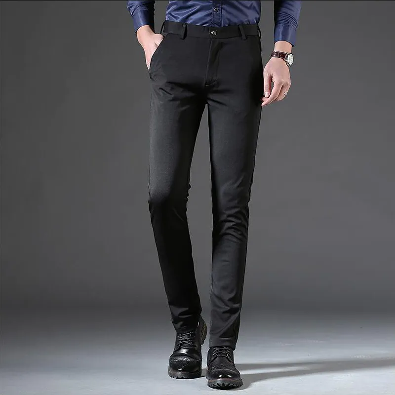 Spring New Mens Casual Pants High Waist Cotton Men Loose Straight