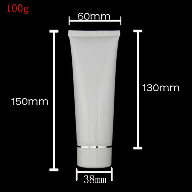 100 pièces 100g Tube couvercles à vis crème bouteille or/argent anneau vide doux rechargeable en plastique Lotion Tubes presser emballage cosmétique