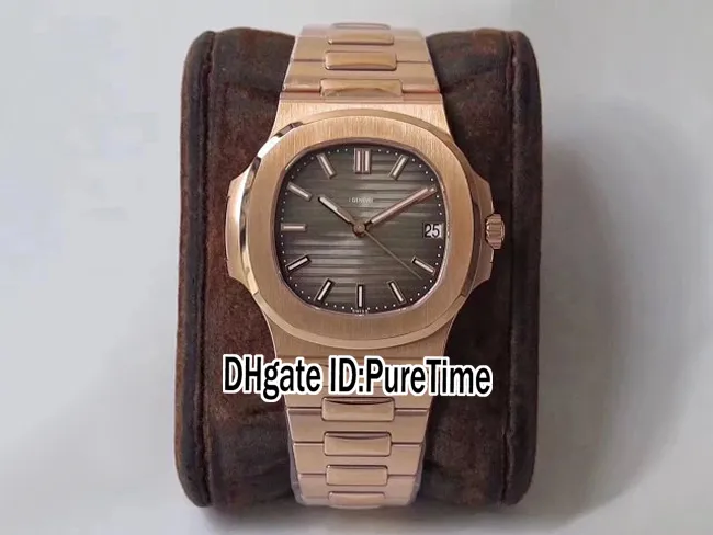 PPF 5711-1R-001 CAL A324SC Automatisk herrklocka 18K Rose Gold Brown Texture Dial Rostfritt stål Armband Edition Puretime PT284W