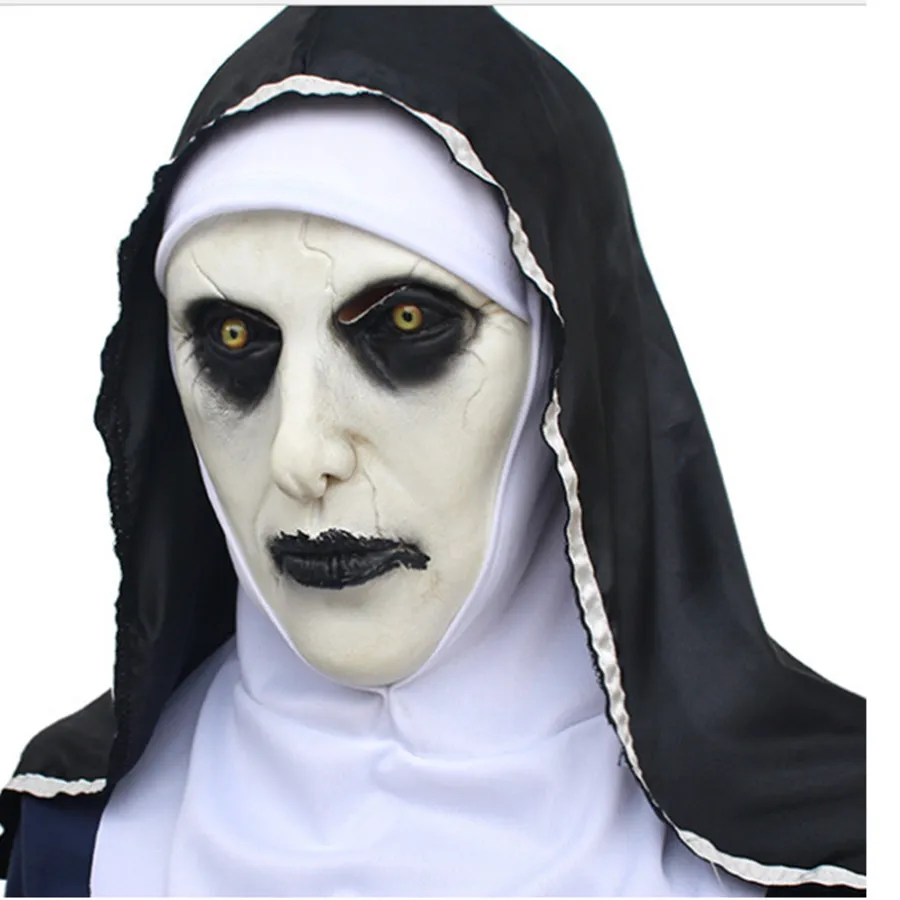 NUN VALAK MASK DELUXE DELUXE LATEX SCARYフルヘッドハロウィーンコスプレコスチュームアクセサリーハロウィーンパーティーマスクRRA2140