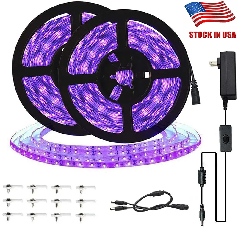 200m 40rolls LED Strip Light 2835 SMD 300LED 5M ROLL 10M LED-bandet Lila UV Ultra Violet 395-405nm lager i USA