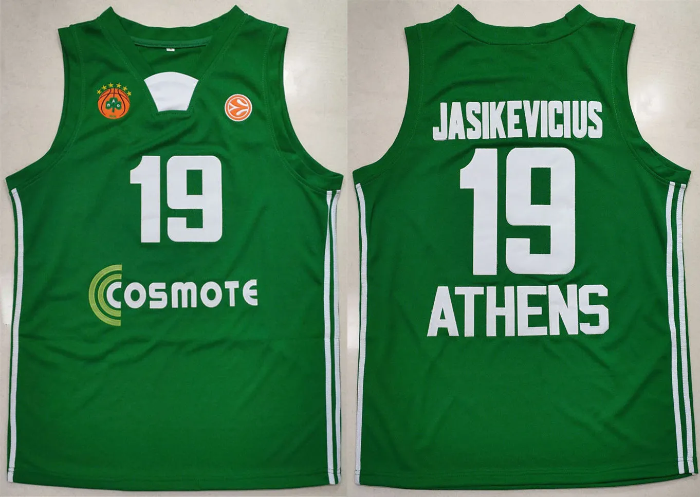 PANATHINAIKOS ATHENS EUROLEAGUE Baloncesto Europeo # 19 Maglia Sarunas Jasikevicius Pallacanestro Uomo cucita Taglia personalizzata S-5XL