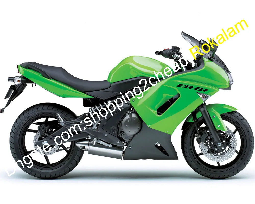 Ninja ER6F 650R ER-6F ER 6F Kit de carénage de moto 06 07 08 pour ensemble de carénages en plastique ABS vert Kawasaki 2006 2007 2008 (moulage par injection)