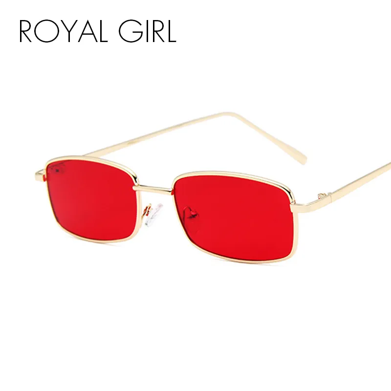 Luxury-ROYAL GIRL 2018 Vintage Солнцезащитные очки Женщины Мужчины Марка Дизайнер Маленький прямоугольник Красный Желтый Розовый Солнцезащитные очки Ретро оттенки ss022