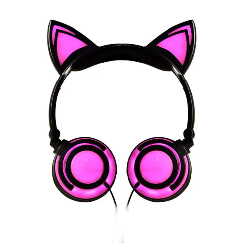 PC Dizüstü Bilgisayar + MIC USZ167 İçin Kalite Çocuk Gece Kulübü Cosplay Kedi Kulak Katlanabilir Çocuk kulaklık Oyun Kulaklığı LED Kulak Kulaklık