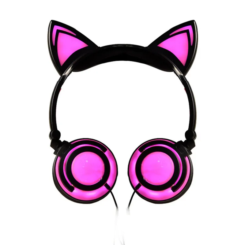 Qualité Enfants Night Club Cosplay Chat Oreille Pliable Enfants casque Gaming Casque LED Oreille Écouteurs Pour PC Ordinateur Portable + MIC USZ167