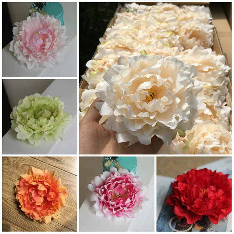 DIY Home Decorations Artificial Flowers Silk Peony Flower Heads Wedding Party Decoration Supplies Simulation Fake Flower Heads T10I0015