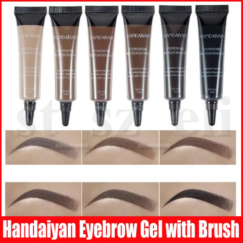 HANDAIYAN Crema para cejas Gel Maquillaje profesional Lápiz para cejas Cejas impermeables de larga duración con pincel 6 colores