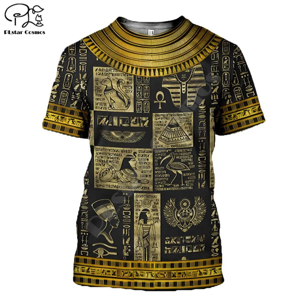 PLstar CosmosHorus Ancient Horus Dieu égyptien Oeil d'Egypte Pharaon Anubis visage 3dPrint T-shirt Hommes / Femmes Unisexe Streetwear S-1 CY200515