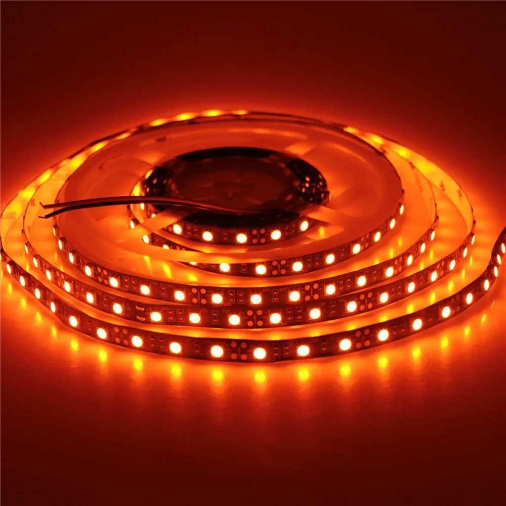 DC12V 3528 5050 SMD 60led/m 120led/m orange color LED strip Led Flexible Strip Light Amber Tape White Black lamp lighting
