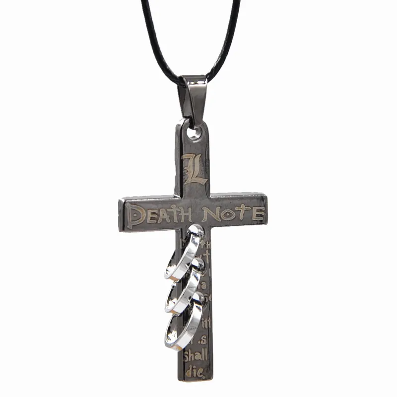 Anime Death Note Black Metal Halskette Kreuz Logo Anhänger Cosplay Zubehör Schmuck Kreuz Anhänger Halskette