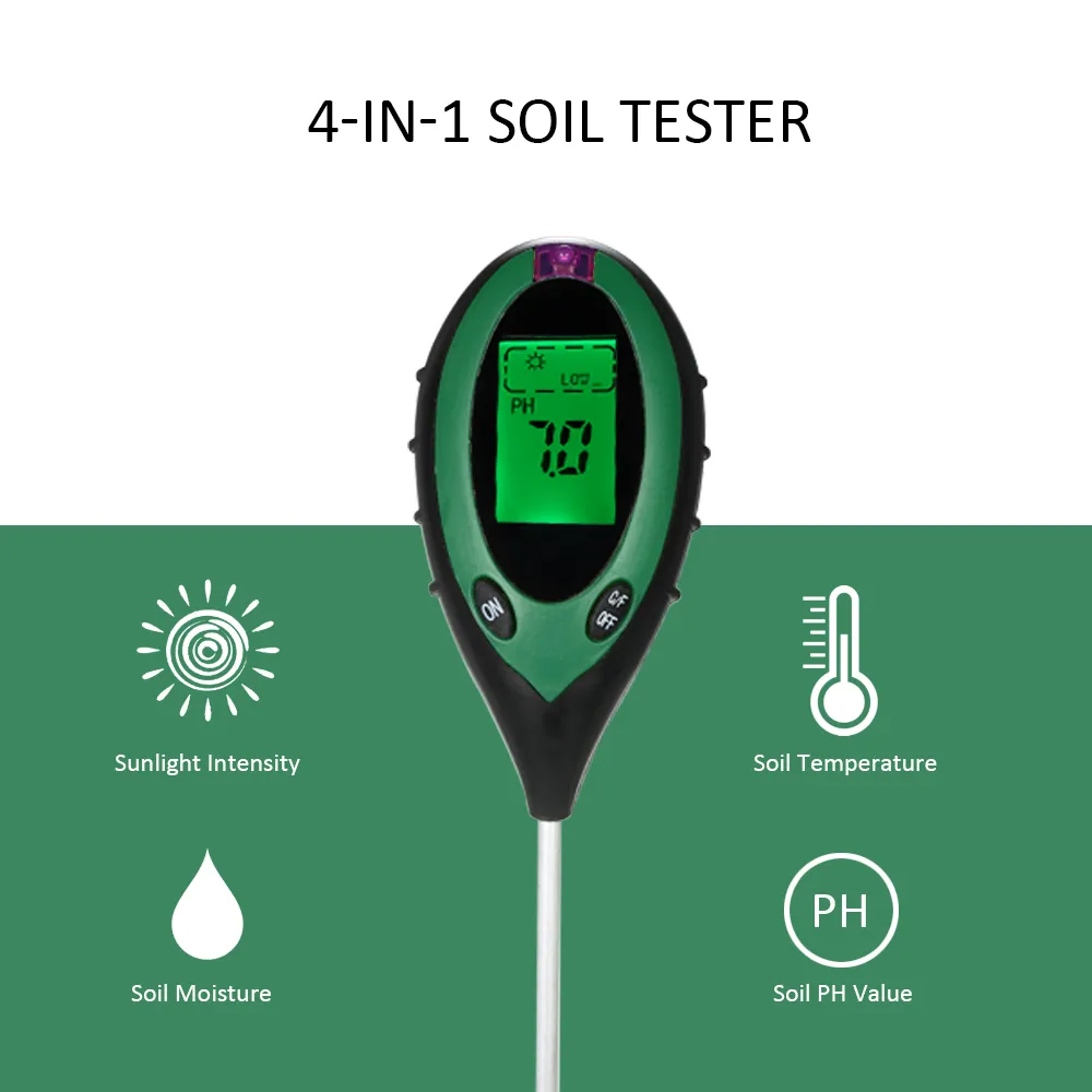 Misuratore Umidità/PH/Luce/Terreno Termometro 4 in 1