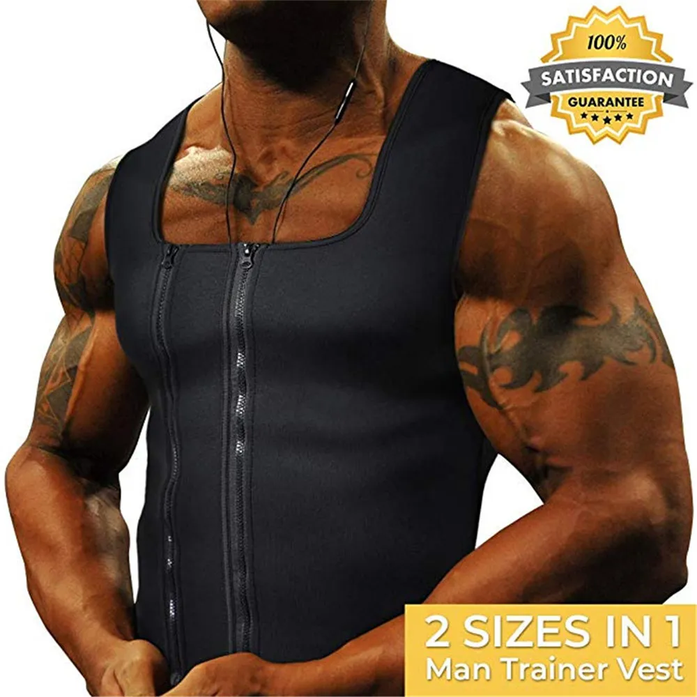 Mens Dual Zipper Fitness Gym Slimming Neoprene Vest Sweat Shirt Body Shaper  Waist Trainer Abdomen Fat Burning Shaperwears Bodyshapers From 4,99 €