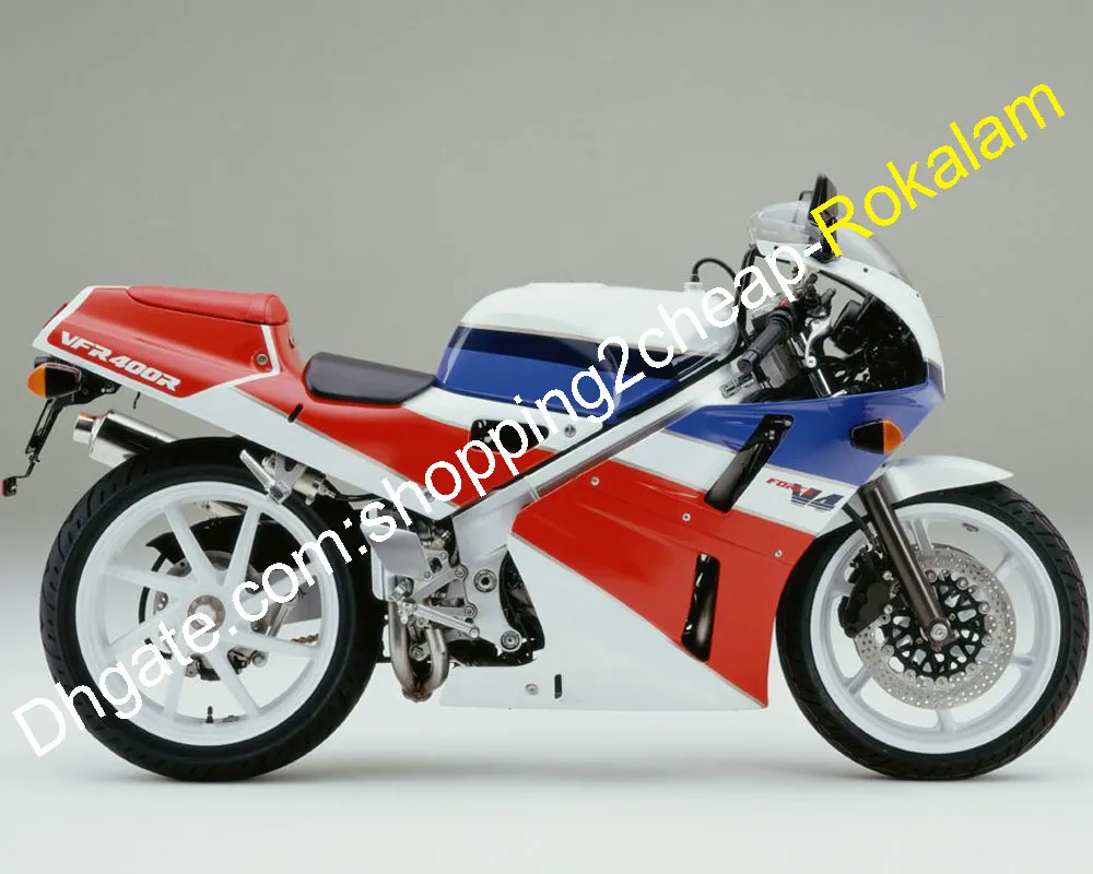 Kit de carénage de carrosserie de moto VFR400R, pièces pour Honda NC30 V4 VFR VFR400 R, rouge bleu blanc 1988 1989 1990 1991 1992