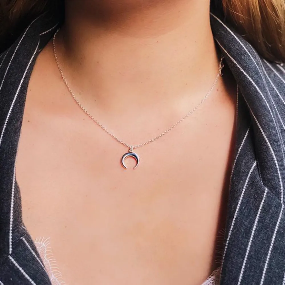 Mode gebogen halve maan hanger ketting goud zilver kleur kettingen voor vrouwen sieraden verjaardag