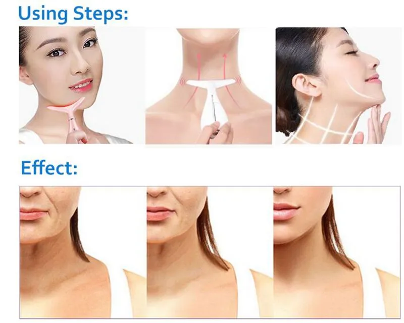 LED Photon Therapy Neck and Face Lifting Massager Vibration Skin Tighten Reduce Double Chin Anti-Wrinkle Remove