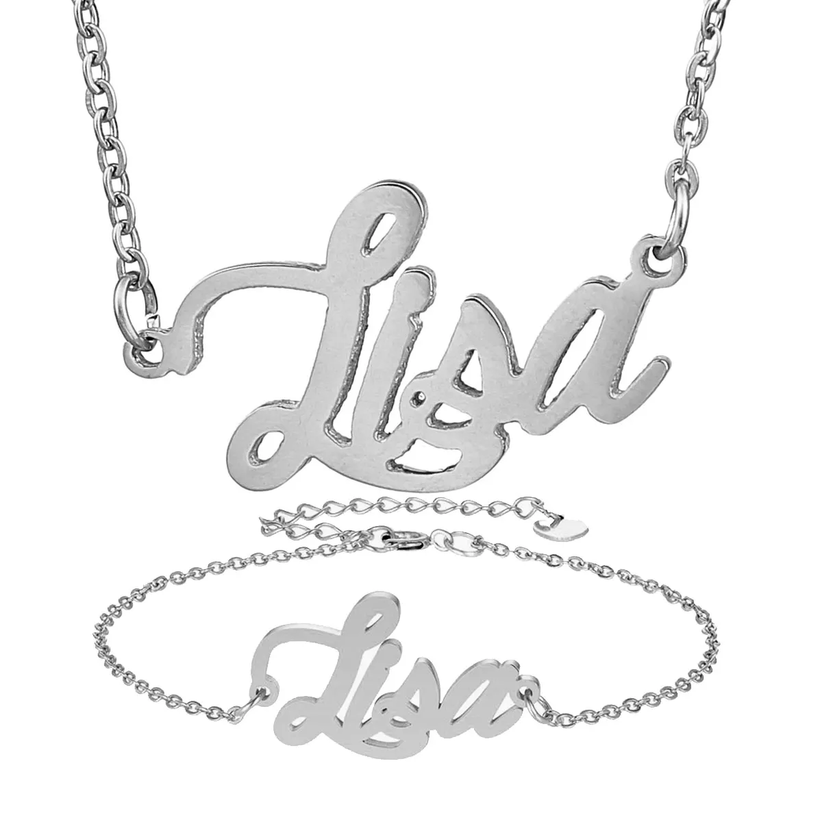 Nameplate Necklace Bracelet Set for Women Lisa Letter Gold Choker Chain Name Pendant Charm Girl frined Birthday Gi240M