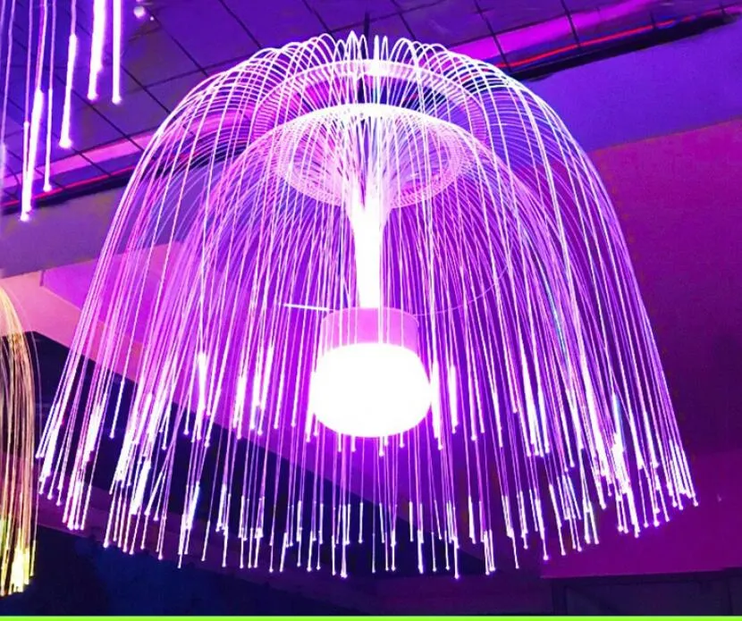 80CM.60CM Colorful LED Fibra ottica Meduse Fata Stringa di luce Ghirlanda  Vacanza all'aperto Matrimonio Fibra ottica Lampadario di luce natalizia