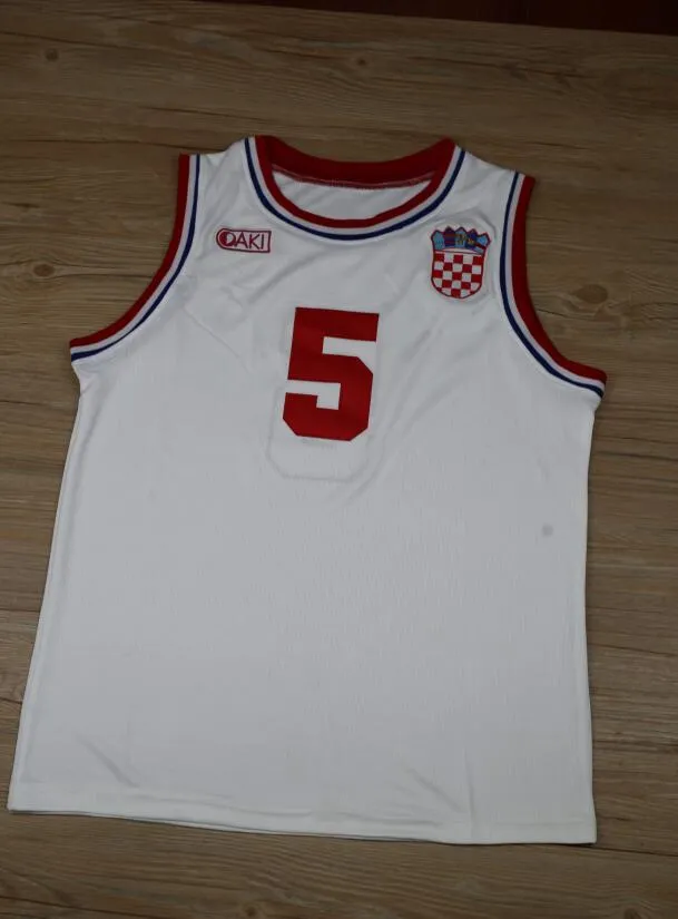 Imagens reais drazen petrovic iugoslávia vtg camisa de camisa de basquete fiba 5 camisa de basquete personalizada qualquer nome em qualquer tamanho