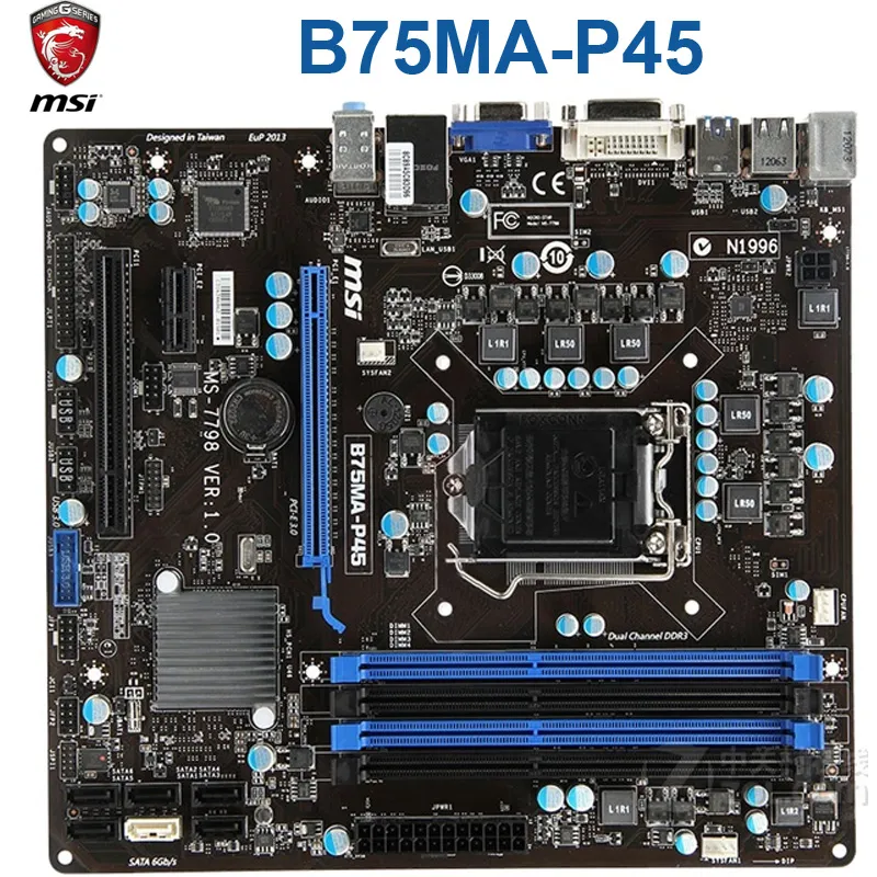 MSI B75MA P45 Motherboard Intel B75 LGA 1155 DDRI E 3.0 Core I7