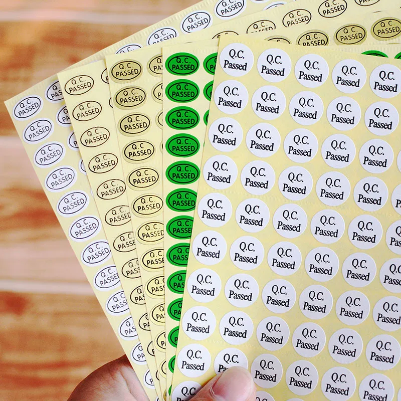 9 * 13 mm ovales QC-Pass-Etikett zur Überprüfung bestandener Artikel, Markierungsaufkleber in hochwertigen, transparenten Klebeaufklebern