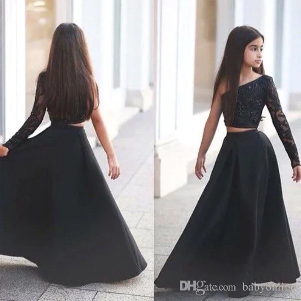 Elegante Vestido Negro De Una Sola Manga De Una Sola Manga De 36