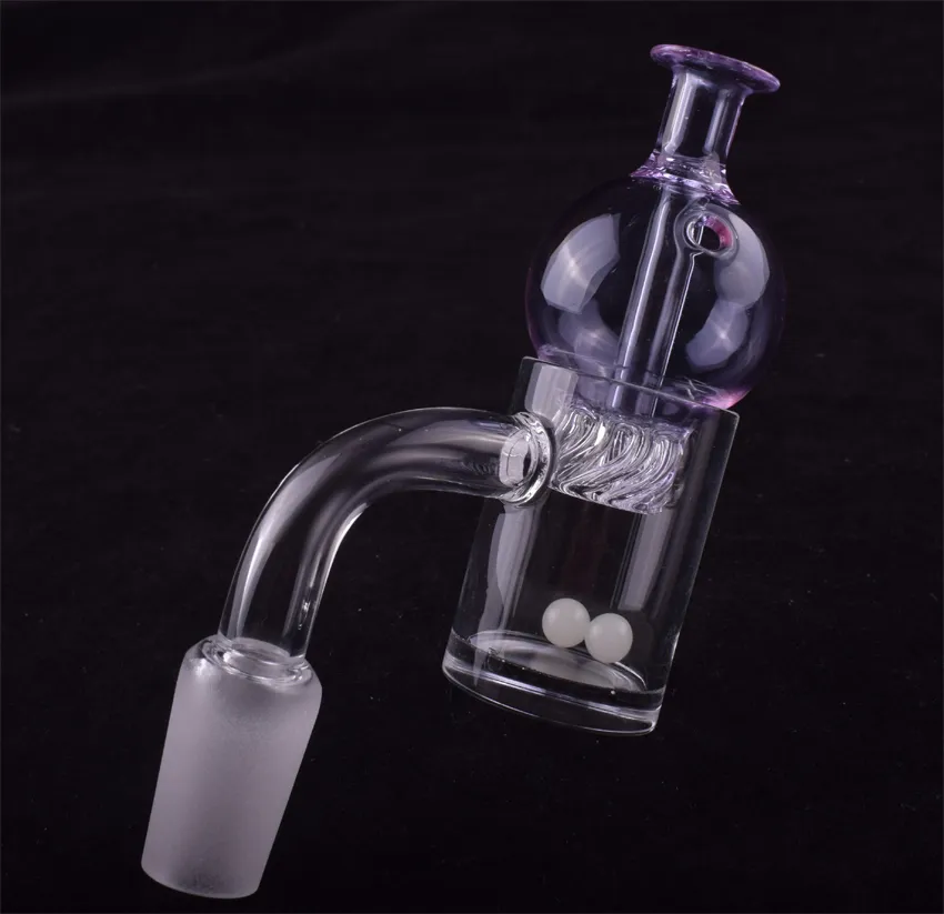 25mm XL Quartz Banger with Cyclone Spinning Carb Cap and Terp Pearl 5mm Thick Bottom Flat Top Domeless Quartz Nails