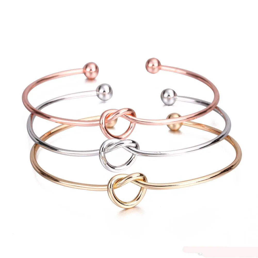 Gioielli in oro, nastro, oro rosa Bracciale a vento semplice Regali con nodi personalizzati Bracciale con cravatta con apertura Braccialetti con gioielli unisex