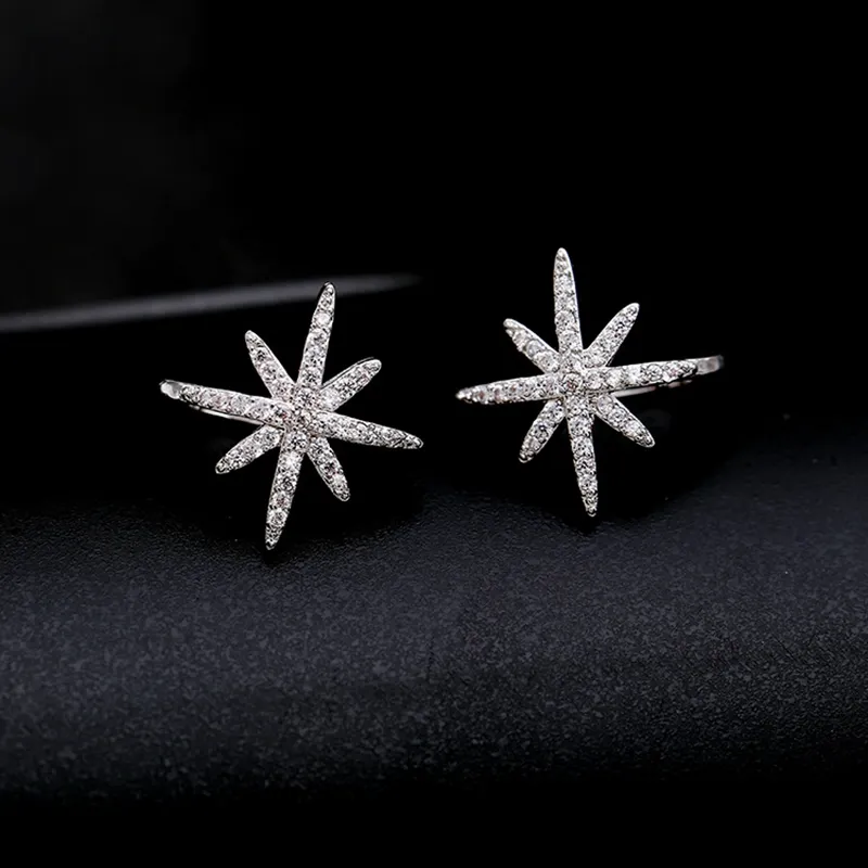 Migga Trendy Cubic Zirconia Star Ear Cuff White Gold Color Clip Earrings Inga genomborrade kvinnor Girls Brincos7188305