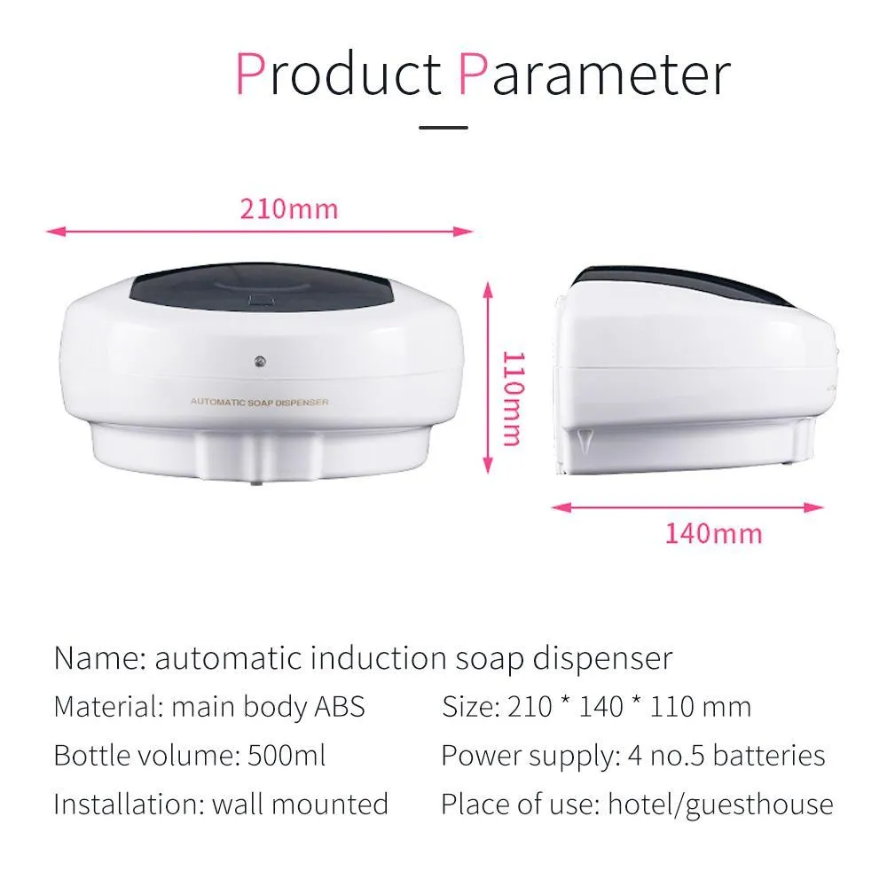 Hushållens väggmonterad Automatisk tvål Dispenser Automatisk flytande tvål Dispenser Hand Sanitizer Dispenser