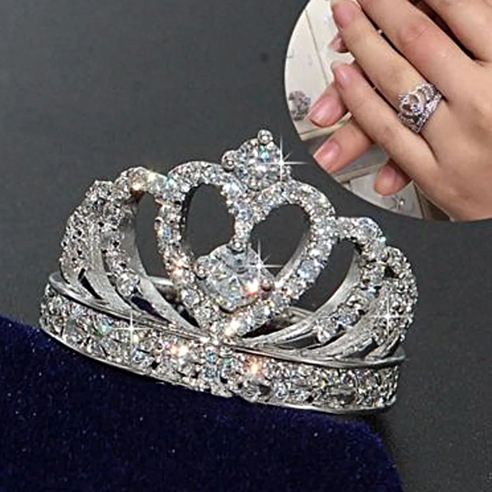 Silver Crown Ring | Engagements Rings | Princess Ring | V Shape Rings |  Wedding Rings - Rings - Aliexpress