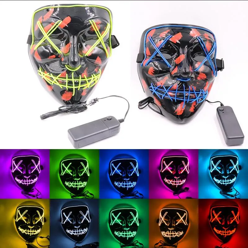 Party-Masken, Cosplay, LED-Licht-Maske, lustige Maske aus dem Purge-Wahljahr, ideal für Festival, Cosplay, Halloween-Kostüm, 10 Farben