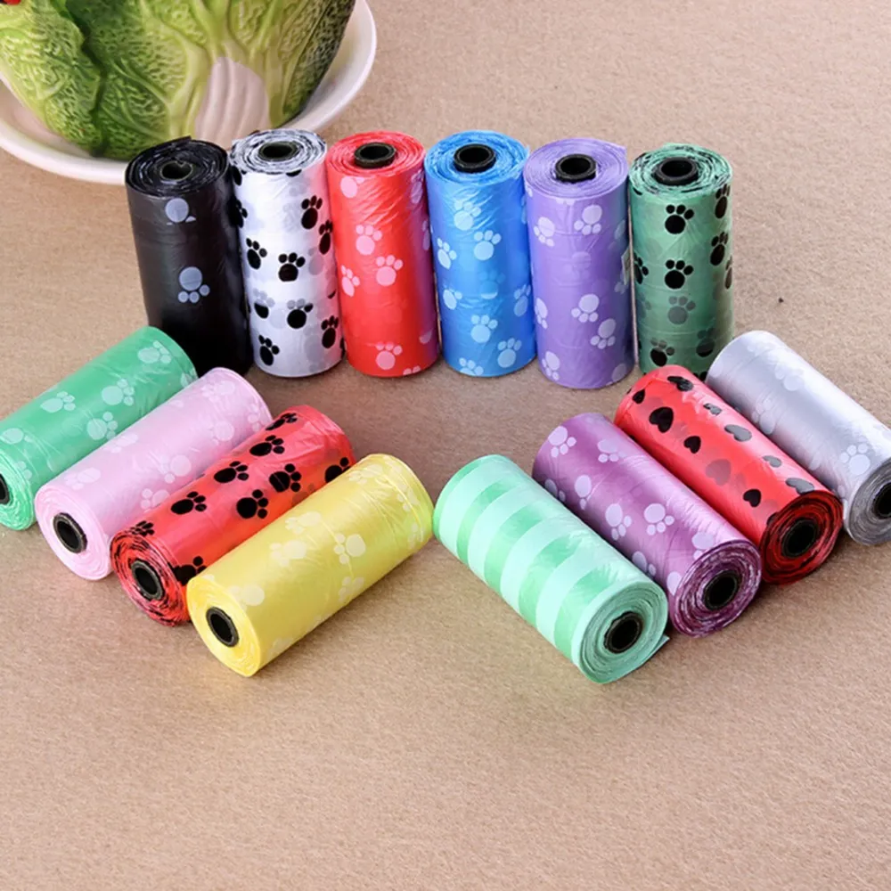 1 Roll Colorful Dog Waste Poop Bags Dog Bag Cat Waste Pick Up Clean Car Travel Cleaning Bags Poop Bag Car Cleaning Products