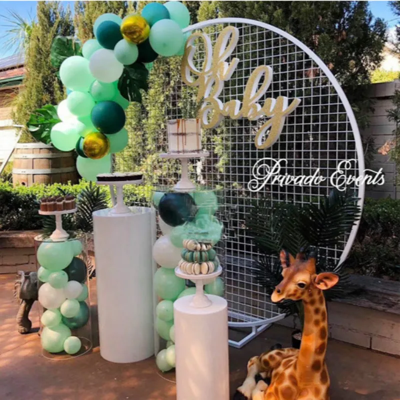 decoração de casamento de ferro malha círculo arco anel do casamento de fundo de malha uma prateleira coroa de flores para a festa Um quadro anel para o balão