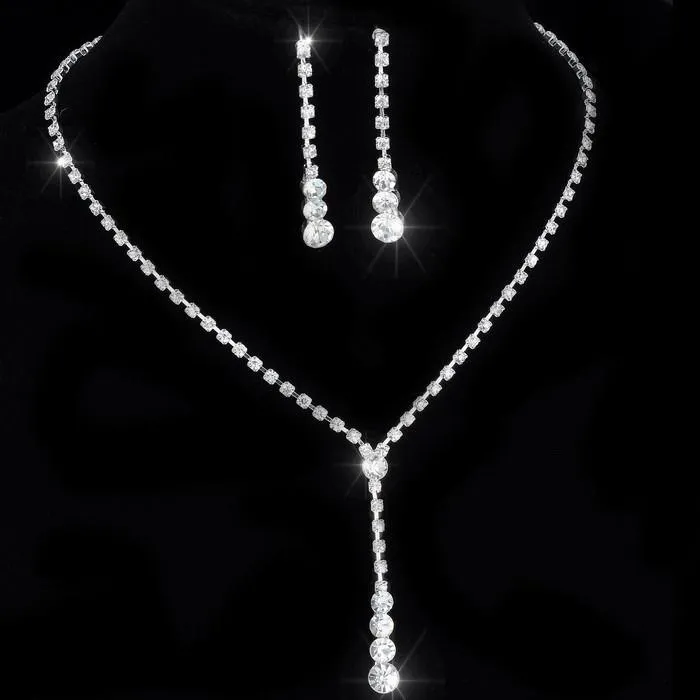 Conjunto de joyas africanas, collar de diamantes de imitación de tenis de cristal, pendientes, conjuntos de joyería de boda para dama de honor nupcial