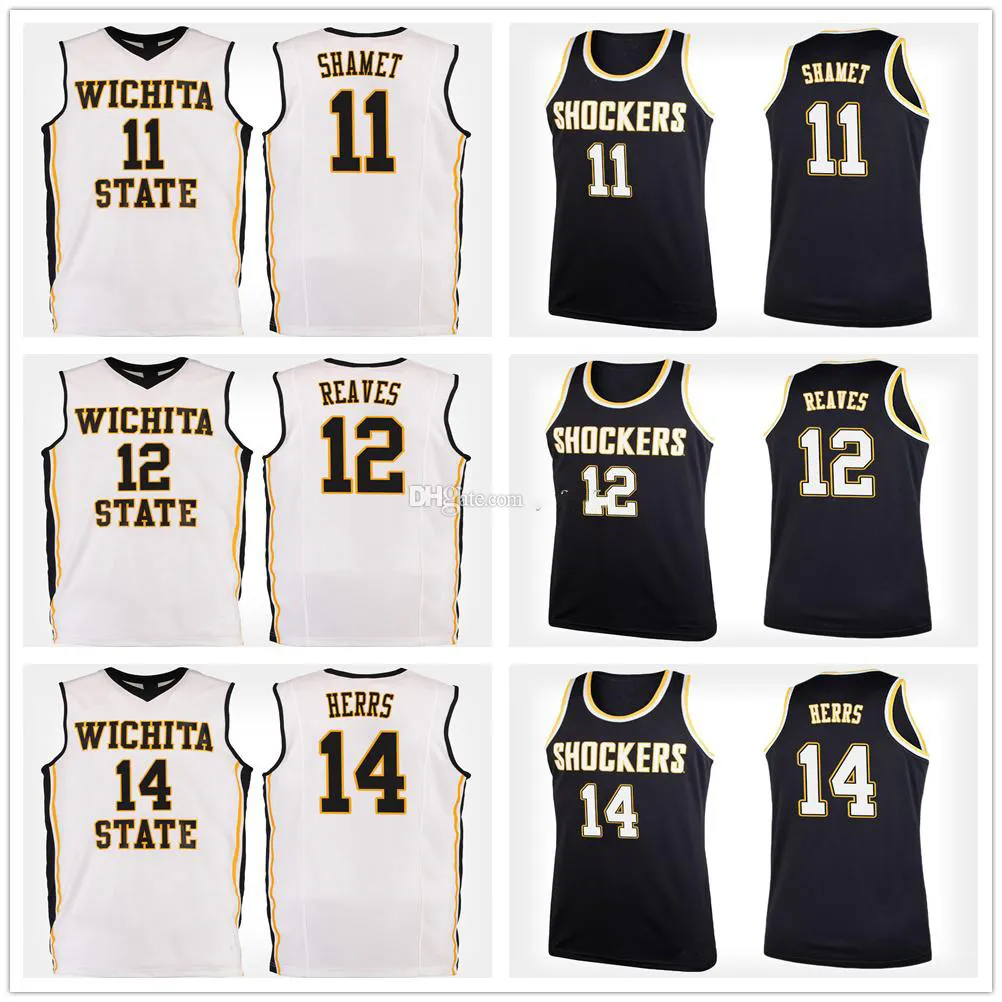 Wichita State Shockers College #11 Landry Shamet Basketball-Trikots #12 Austin Reaves #14 Jacob Herrs Herren genäht individuell mit beliebiger Nummer und Namen