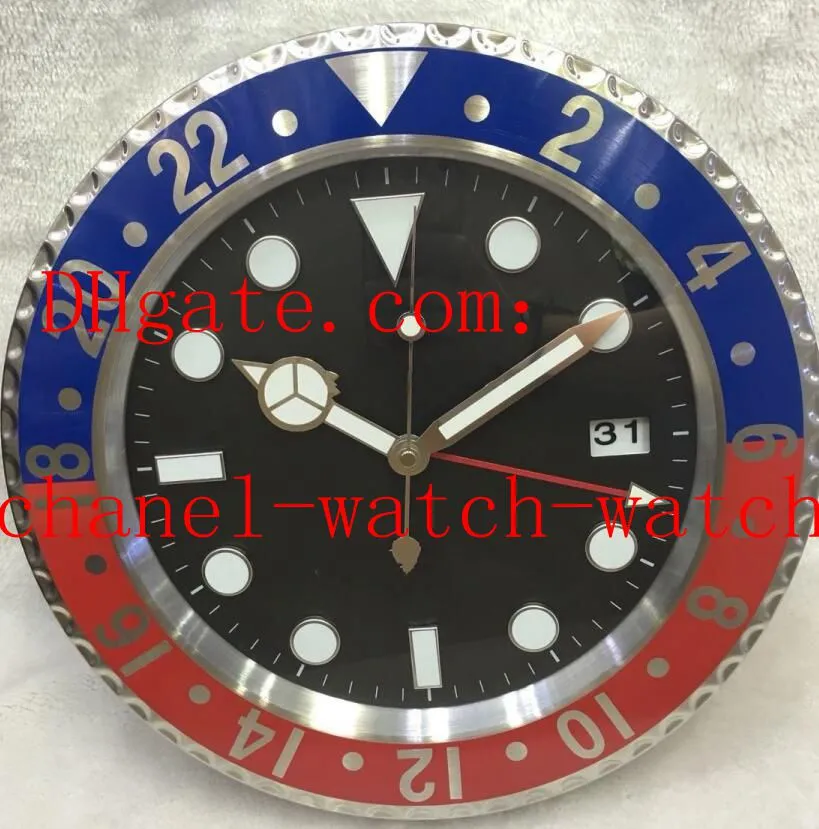 8 Style High Quality Wall Clock Watch 34CM x 5CM Stainless Steel Quartz Movement Blue Luminescent Watches