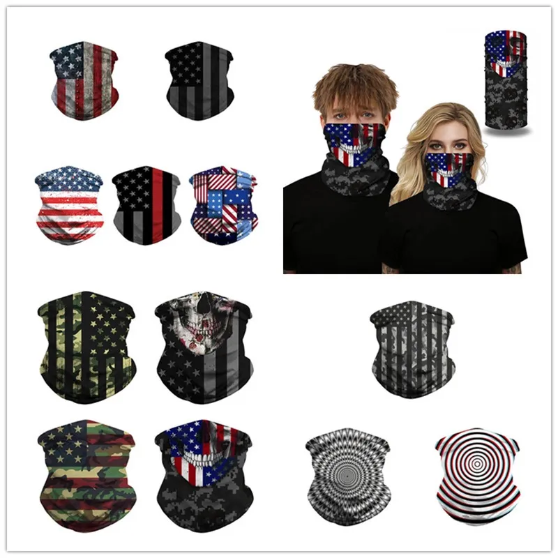 Maschere firmate bandiera nazionale USA Visiera per esterni Visiera magica Fazzoletto da collo Sciarpa da uomo Snood Bandana