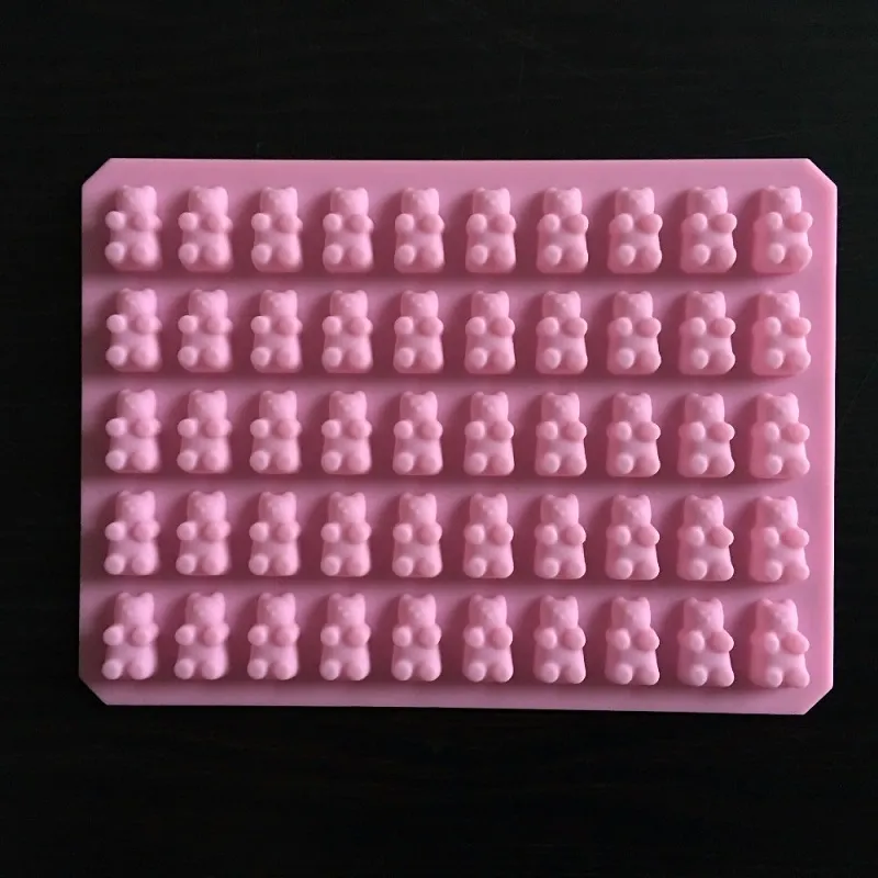 Prático bonito gomoso urso 50 Cavity Bandeja Silicone fazer chocolate doce Ice Jelly Mold DIY Crianças bolo Ferramentas D0026-1 Atacado