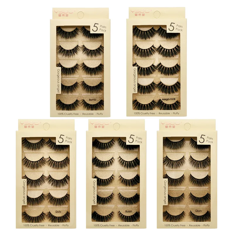 Wholesale 5 pairs eyelashes mink strip lashes dramatic lash natural 3d eyelash makeup false eyelashes cilios maquiagem factory price