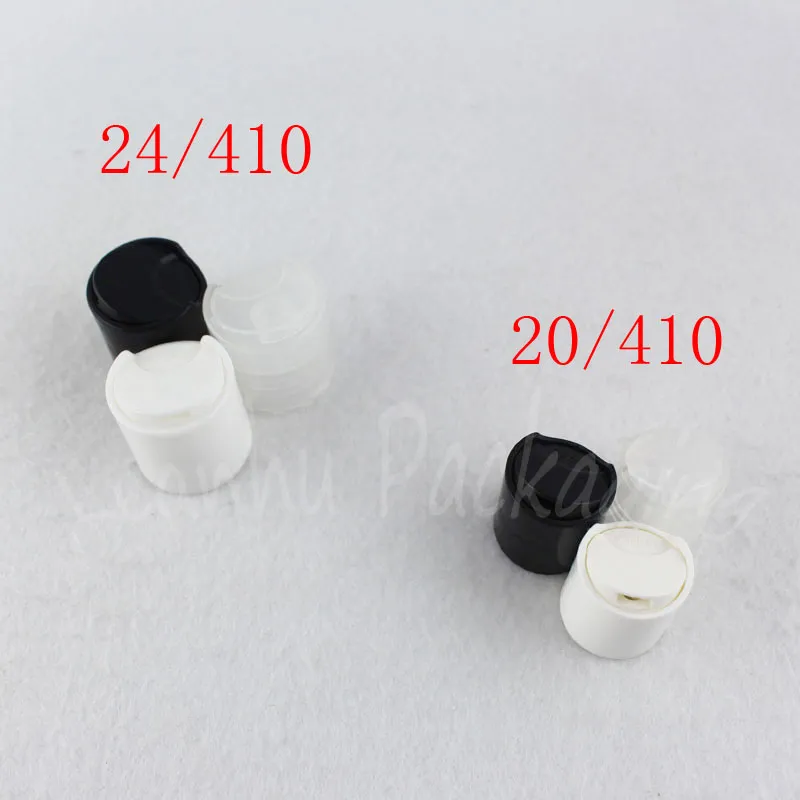 20/410 24/410 Tappo superiore in plastica nero/bianco/trasparente, tappo di alta qualità per flacone cosmetico (100 PC/lotto)