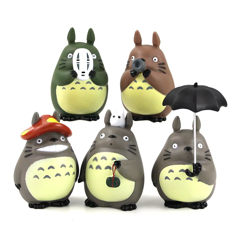 5pcs lot My Neighbor Totoro Figure Toy Totoro with Umbrella Mask PVC Action Figure Kids Toys