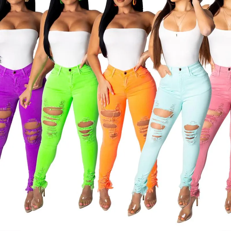 Calça online jeans neon