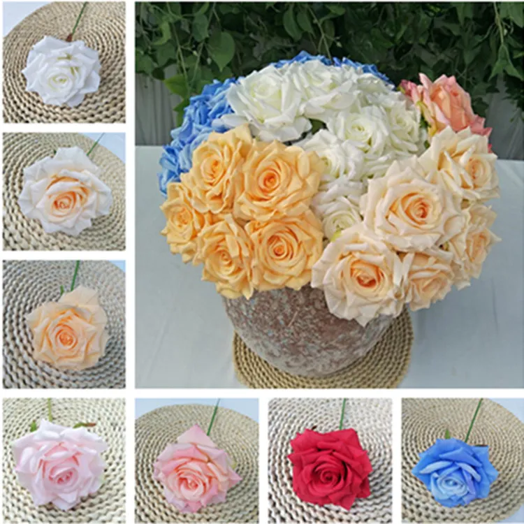 Fake Single Stem Rose 11.81" Length Simulation Curling Roses for Wedding Home Decorative Artificial Flowers